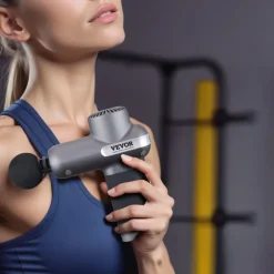 VEVOR Mini Massage Gun, Percussion Muscle Massage Gun for Athletes - with 5 Speed Levels & 6 Massage Heads, 7.4V 2500mAh Batteries, Handheld Small Massage Gun for Pain Relief, Muscle Relaxation