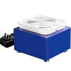 VEVOR Mini Pottery Wheel, for Kids or Beginners, 2 Turntables 2.6in/3.9in Ceramic Wheel Machine, Adjustable 0-300RPM Speed ABS Detachable Basin, 17 Pottery Accessories, Work Art Craft DIY, 30W, Blue