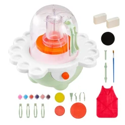 VEVOR Mini Pottery Wheel, 2 in and 3 in Turntables, Adjustable Speed, Electric Clay Wheel for Kids and Beginners, Complete Pottery Set with Clay Sculpting Tools, Gift for Boys and Girls, Green