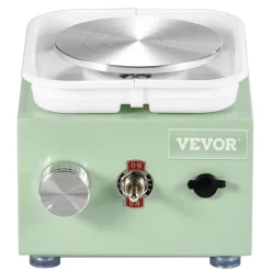 VEVOR Mini Pottery Wheel, 0-320RPM Adjustable Speed Detachable Basin Forming Machine, 2.56in/3.94in 2 Turntables Electric Ceramic Wheel Machine, 18pcs Accessories, for Art Craft Work Home DIY, Green