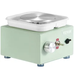 VEVOR Mini Pottery Wheel, 0-320RPM Adjustable Speed Detachable Basin Forming Machine, 2.56in/3.94in 2 Turntables Electric Ceramic Wheel Machine, 18pcs Accessories, for Art Craft Work Home DIY, Green
