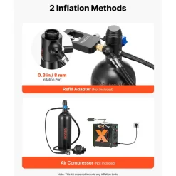 VEVOR Mini Scuba Tank, 1.9L Portable Diving Tank for Underwater Breathing, Reusable Lung Diving Cylinder up to 35 Minutes Dive Time, Emergency Rescue Pony Bottle with Backpack & Case for Snorkeling