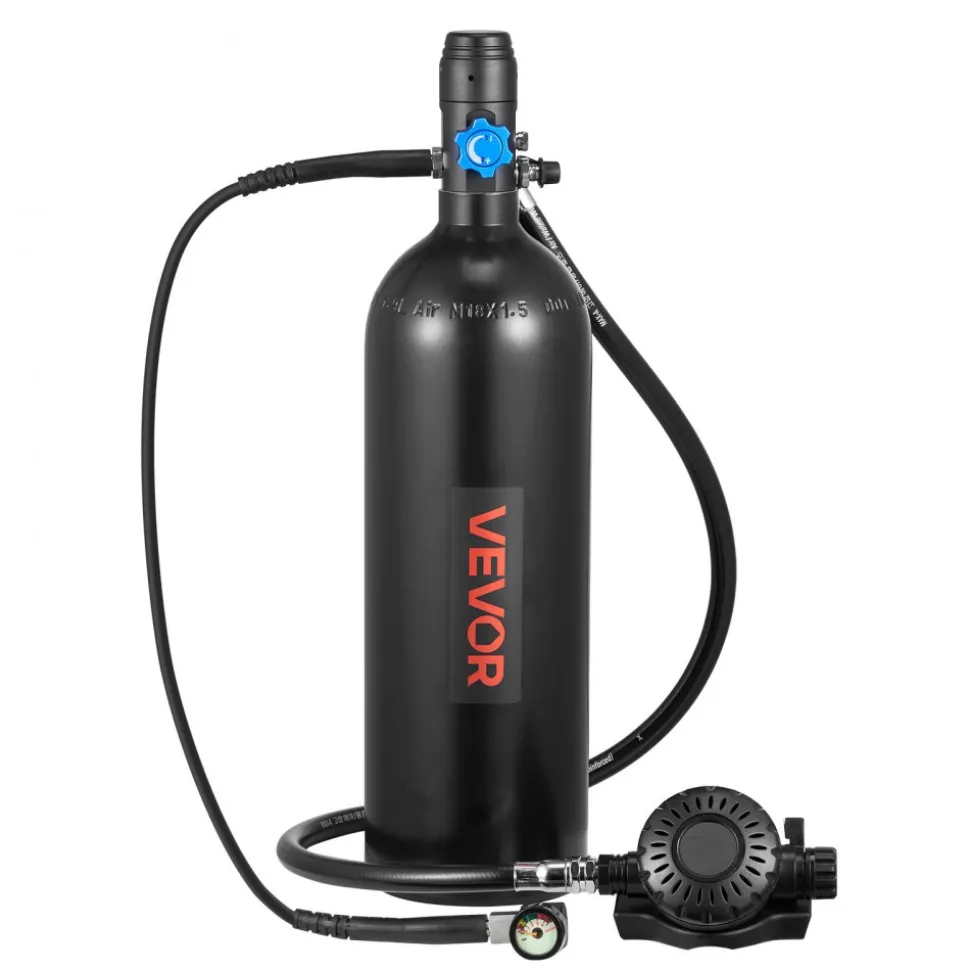 VEVOR Mini Scuba Tank, 1.9L Portable Small Diving Tank for Underwater Breathing, Reusable Lung Diving Cylinder up to 35 Minutes Dive Time, Emergency Rescue Pony Bottle with Backpack for Snorkeling