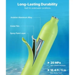 VEVOR Mini Scuba Tank, 0.5L Portable Diving Tank for Underwater Breathing, Reusable Lung Diving Cylinder up to 10 Minutes Dive Time, Emergency Rescue Pony Bottle with Bag and Lanyard for Snorkeling