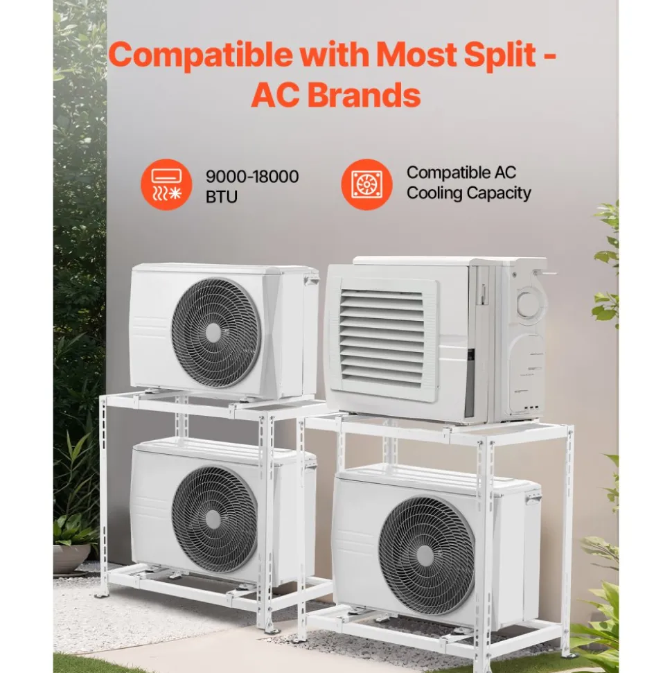 VEVOR Mini Split Ground Stand, Anti-Vibration Mini Split Stand for 9000-18000 BTU Ductless Air Conditioner Heat Pump, Heavy Duty AC Base Bracket Floor Mount w/ 551LBS Max. Load,Dual Levels