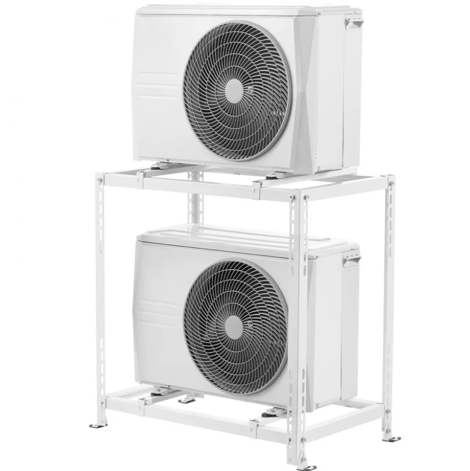 VEVOR Mini Split Ground Stand, Anti-Vibration Mini Split Stand for 9000-18000 BTU Ductless Air Conditioner Heat Pump, Heavy Duty AC Base Bracket Floor Mount w/ 551LBS Max. Load,Dual Levels