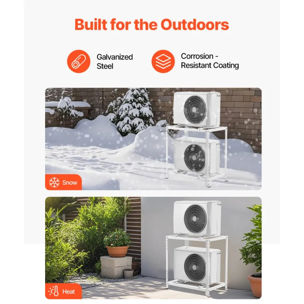 VEVOR Mini Split Ground Stand, Anti-Vibration Mini Split Stand for 9000-18000 BTU Ductless Air Conditioner Heat Pump, Heavy Duty AC Base Bracket Floor Mount w/ 551LBS Max. Load,Dual Levels