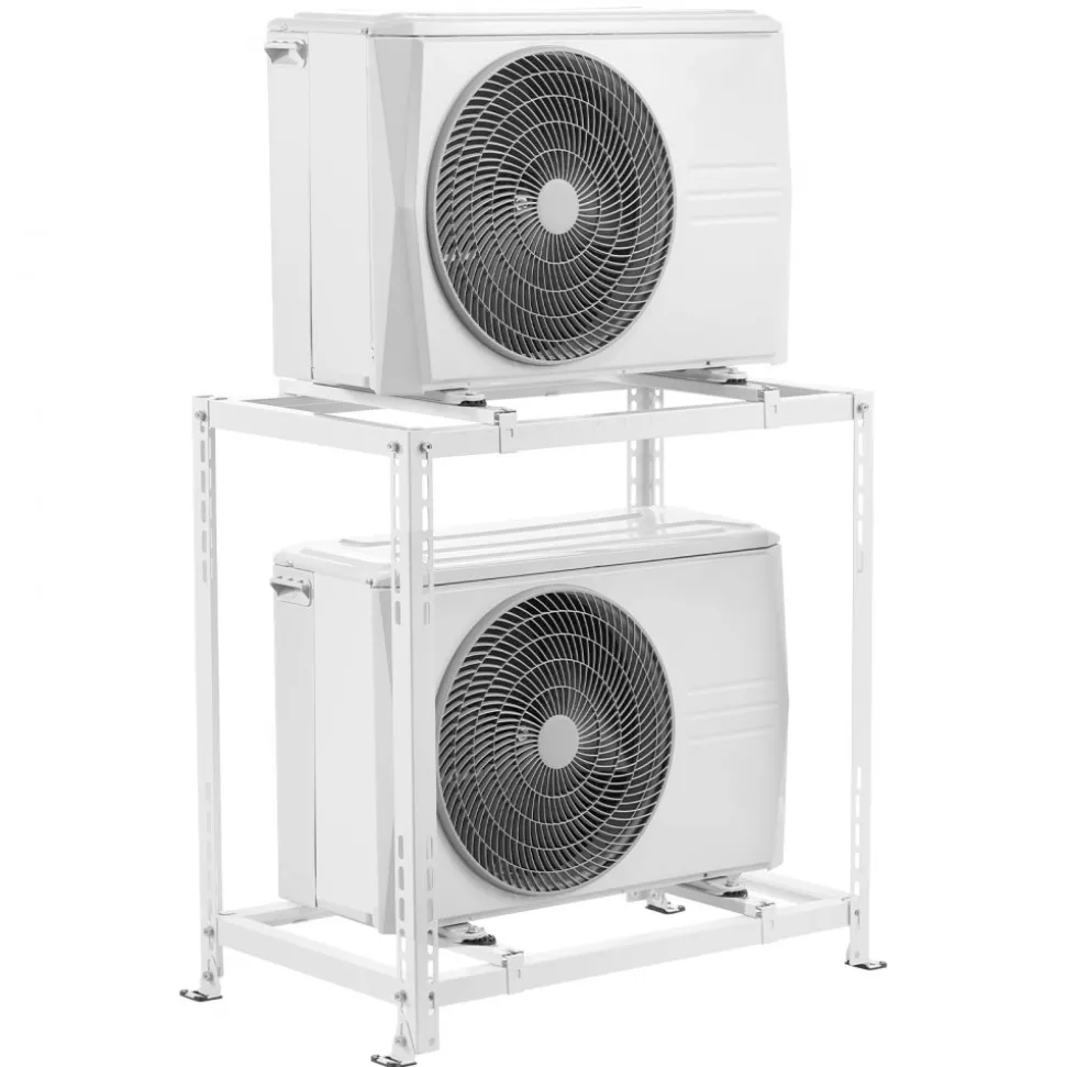 VEVOR Mini Split Ground Stand, Anti-Vibration Mini Split Stand for 9000-18000 BTU Ductless Air Conditioner Heat Pump, Heavy Duty AC Base Bracket Floor Mount w/ 551LBS Max. Load,Dual Levels
