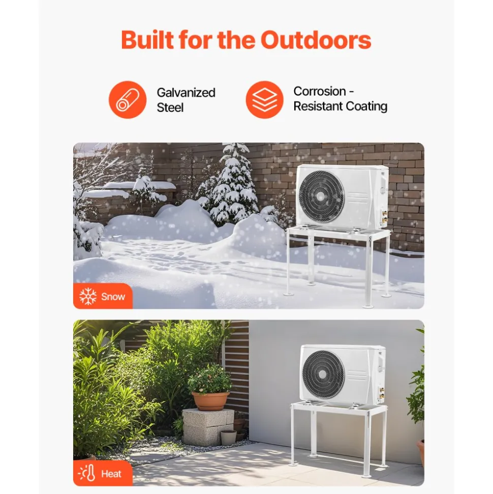 VEVOR Mini Split Ground Stand, Adjustable Anti-Vibration Mini Split Stand for 9000-18000 BTU Ductless Air Conditioner Heat Pump, Heavy Duty AC Base Bracket Floor Mount w/ 441LBS Max. Load Capacity