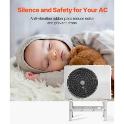 VEVOR Mini Split Ground Stand, Adjustable Anti-Vibration Mini Split Stand for 9000-24000 BTU Ductless Air Conditioner Heat Pump, Heavy Duty AC Base Bracket Floor Mount w/ 551LBS Max. Load Capacity