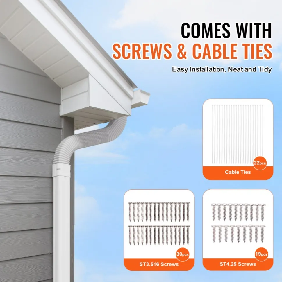VEVOR Mini Split Line Set Cover 3-inch W 17.7Ft L, PVC Decorative Pipe Line Cover For Air Conditioner with 10 Straight Ducts & Full Components Easy to Install, Paintable for Heat Pumps, White