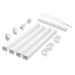 VEVOR Mini Split Line Set Cover 3-inch W 15.8Ft L, PVC Decorative Pipe Line Cover For Air Conditioner with 4 Straight Ducts & Full Components Easy to Install, Paintable for Heat Pumps, White