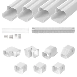 VEVOR Mini Split Line Set Cover 3-inch W 15.8Ft L, PVC Decorative Pipe Line Cover For Air Conditioner with 4 Straight Ducts & Full Components Easy to Install, Paintable for Heat Pumps, White