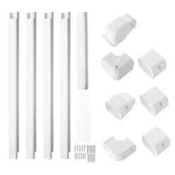 VEVOR Mini Split Line Set Cover 3-inch W 15.8Ft L, PVC Decorative Pipe Line Cover For Air Conditioner with 4 Straight Ducts & Full Components Easy to Install, Paintable for Heat Pumps, White