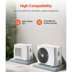 VEVOR Mini Split Pad, for 9000-36000BTU Ductless Air Conditioner Heat Pump Systems, 38 x 18 x 3 inch Plastic Outdoor Condenser Equipment Anti-Vibration Pads for Heat Pump System, Max Load 400 lbs