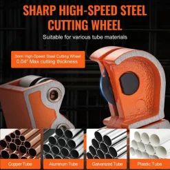 VEVOR Mini Tubing Cutter, 1/8" - 1-1/8" O.D. Mini Copper Pipe Cutter, Heavy Duty Compact Tube Cutter Tool with High-Speed SKD Blade for Copper, Aluminum, Galvanized, Plastic Pipes