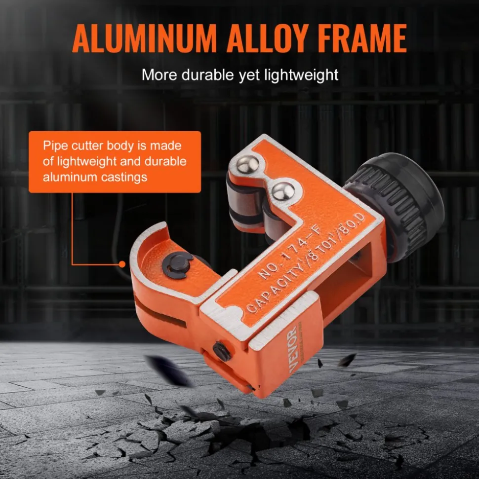 VEVOR Mini Tubing Cutter, 1/8" - 1-1/8" O.D. Mini Copper Pipe Cutter, Heavy Duty Compact Tube Cutter Tool with High-Speed SKD Blade for Copper, Aluminum, Galvanized, Plastic Pipes
