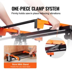 VEVOR Miter Saw Stand, 300lbs Load Capacity Steel Collapsible Stand for Miter Saw with One-piece Mounting Brackets Clamps, Adjustable Height and Length, Portable Compact and Folding Miter Saw Stand
