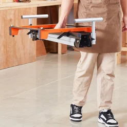 VEVOR Miter Saw Stand, 300lbs Load Capacity Steel Collapsible Stand for Miter Saw with One-piece Mounting Brackets Clamps, Adjustable Height and Length, Portable Compact and Folding Miter Saw Stand