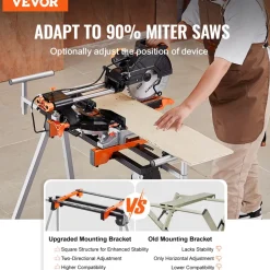 VEVOR Miter Saw Stand, 300lbs Load Capacity Steel Collapsible Stand for Miter Saw with One-piece Mounting Brackets Clamps, Adjustable Height and Length, Portable Compact and Folding Miter Saw Stand
