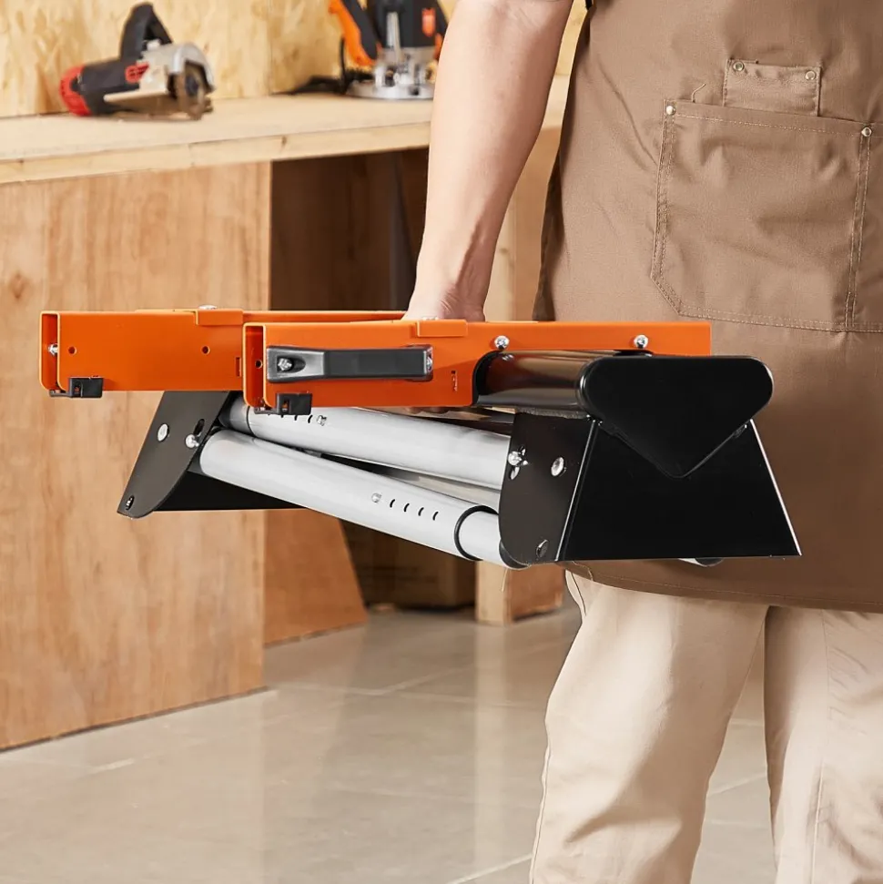 VEVOR Miter Saw Stand, 330lbs Load Capacity Steel Collapsible Stand for Miter Saw with One-piece Mounting Brackets Clamps, 29.1"-32.9" Adjustable Height, Portable Compact and Folding Miter Saw Stand