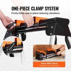 VEVOR Miter Saw Stand, 330lbs Load Capacity Steel Collapsible Stand for Miter Saw with One-piece Mounting Brackets Clamps, 29.1