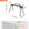 VEVOR Miter Saw Stand, 550lbs Load Capacity Steel Collapsible Stand for Miter Saw with One-piece Mounting Brackets Clamps, Adjustable Height and Length, Portable Compact and Folding Miter Saw Stand