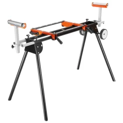 VEVOR Miter Saw Stand, 550lbs Load Capacity Steel Collapsible Stand for Miter Saw with One-piece Mounting Brackets Clamps, Adjustable Height and Length, Portable Compact and Folding Miter Saw Stand