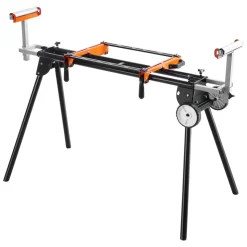 VEVOR Miter Saw Stand, 550lbs Load Capacity Steel Collapsible Stand for Miter Saw with One-piece Mounting Brackets Clamps, Adjustable Height and Length, Portable Compact and Folding Miter Saw Stand