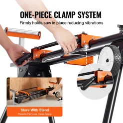 VEVOR Miter Saw Stand, 550lbs Load Capacity Steel Collapsible Stand for Miter Saw with One-piece Mounting Brackets Clamps, Adjustable Height and Length, Portable Compact and Folding Miter Saw Stand