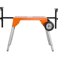 VEVOR Miter Saw Stand with Tabletop and Wheels, 330lbs Load Capacity Steel Collapsible Rolling Stand for Miter Saw, Adjustable Height and Length, Portable Compact and Folding Miter Saw Stand