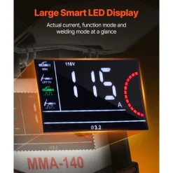 VEVOR MMA Welder, 140A 4-in-1 Welding Machine - MMA (Stick)/DC Pulse MMA/DC Pulse TIG/Lift TIG, 110 & 220V Dual Voltage Electric Welder with LED Display, Synergic Control, IGBT Inverter Hot Start