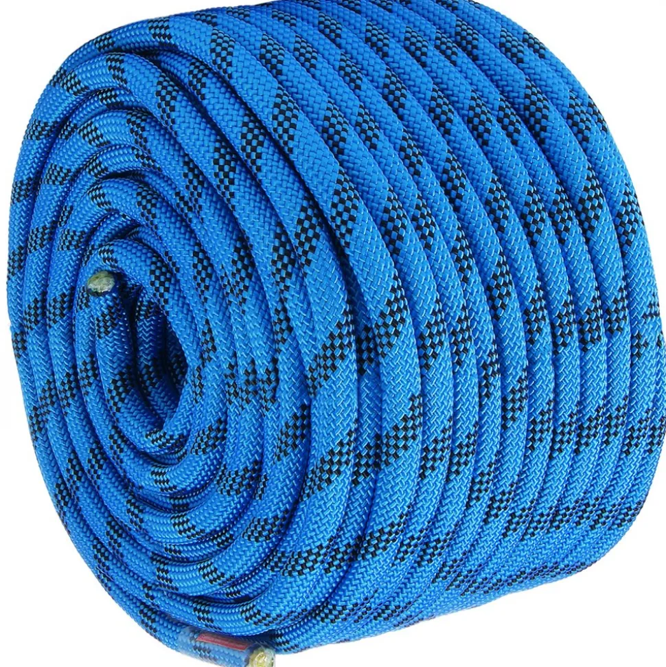 VEVOR 12.7mm Static Climbing Rope, 45.7M(150ft) Outdoor Rock Climbing Rope 30KN Breaking Tension, Fiber Rope with Steel Snap Hooks for Escape, Rappelling, Fire Rescue, Blue
