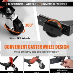 VEVOR Mobile Base, 500 lbs Weight Capacity, Adjustable from 12" x 12" to 36" x 36", Heavy Duty Universal Mobile Base Stand with Swivel Wheels, for Woodworking Equipment, Bandsaw, Power Tools, Machines