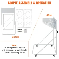 VEVOR Mobile Blueprint Storage Rack, Plan Holder with 12 Pivot Brackets, Mobile Blueprint Holder Adjustable Height & Length, Poster Display Rack for Office and Home (Rack Only Without Clamps)