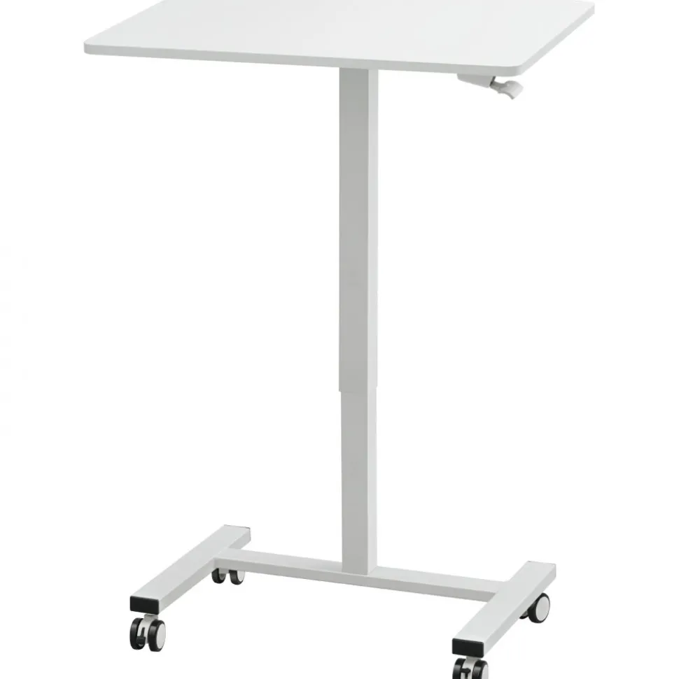 VEVOR Mobile Standing Desk, 28"-44" Gas-Spring Height Adjustable Sit-Stand Desk, 4 360° Swivel Wheels (2 Lockable) Portable Rolling Laptop Table Computer Cart for Home Office School, 40LBS Loading