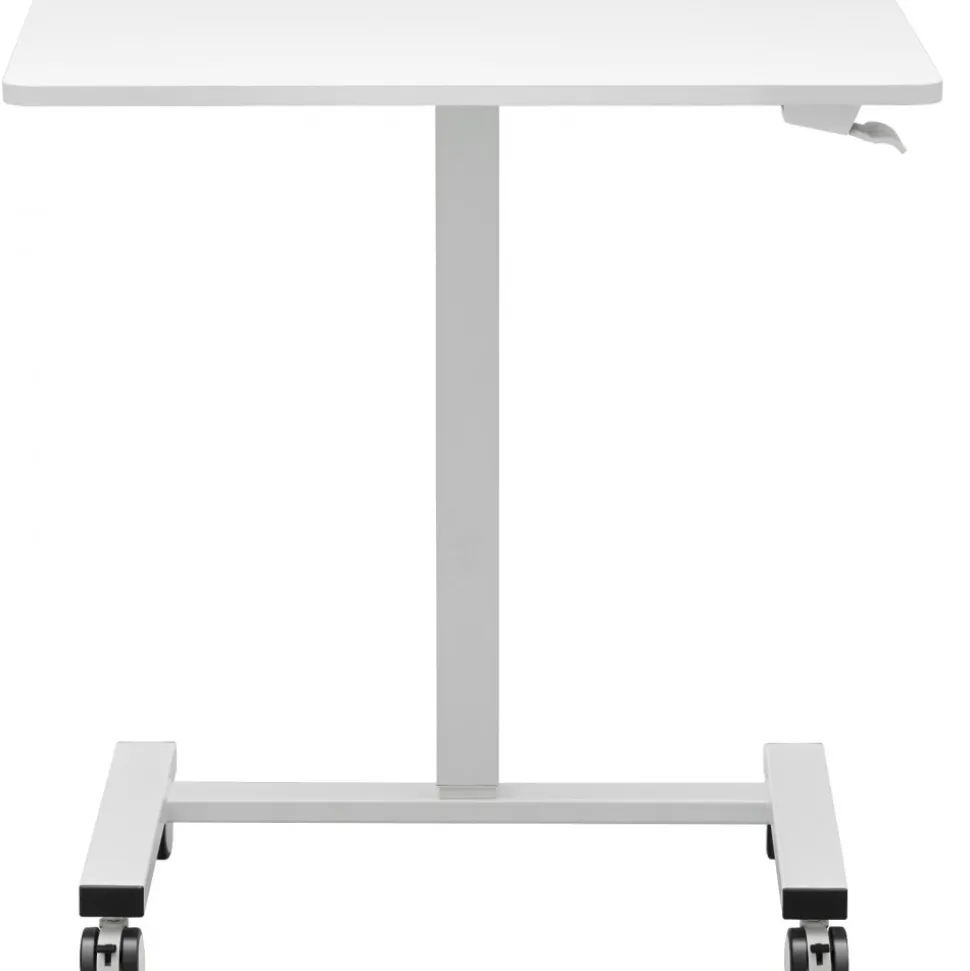 VEVOR Mobile Standing Desk, 28"-44" Gas-Spring Height Adjustable Sit-Stand Desk, 4 360° Swivel Wheels (2 Lockable) Portable Rolling Laptop Table Computer Cart for Home Office School, 40LBS Loading