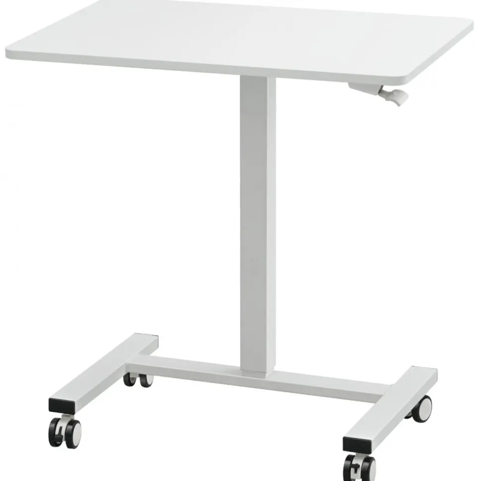 VEVOR Mobile Standing Desk, 28"-44" Gas-Spring Height Adjustable Sit-Stand Desk, 4 360° Swivel Wheels (2 Lockable) Portable Rolling Laptop Table Computer Cart for Home Office School, 40LBS Loading