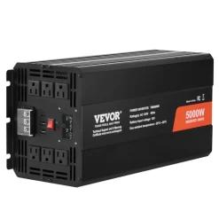 VEVOR Modified Sine Wave Inverter, 5000W, DC 12V to AC 120V Power Inverter with 6 AC Outlets 2 USB Port 1 Type-C Port, LCD Display and Remote Controller for High Load Home Appliances, CE FCC Certified