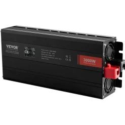 VEVOR Modified Sine Wave Inverter, 3000Watt, DC 12V to AC 120V LCD Display Power Inverter with 3 AC Outlets 2 USB Port 1 Type-C Port 10 Spare Fuses, for Large Household Equipment, CE FCC Certified