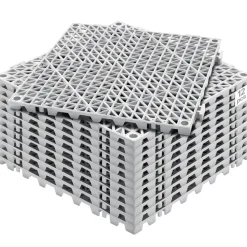 VEVOR Modular Interlocking Cushion, 12 Pack 12" x 12" Splicing Drainage Mats, Soft PVC Interlocking Drainage Floor Tiles, Non-Slip Drainage Holes for Restroom, Bathroom, Kitchen, Pool, Wet Areas, Gray
