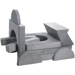 VEVOR Modular Kids Play Couch, Sectional Toddler Sofa with Armrests, 28D Sponge & Short Pile, Convertible Kids Modular Couch DIY Creative Combination for Playroom, Bedroom, Living Room, 14 Pcs, Gray