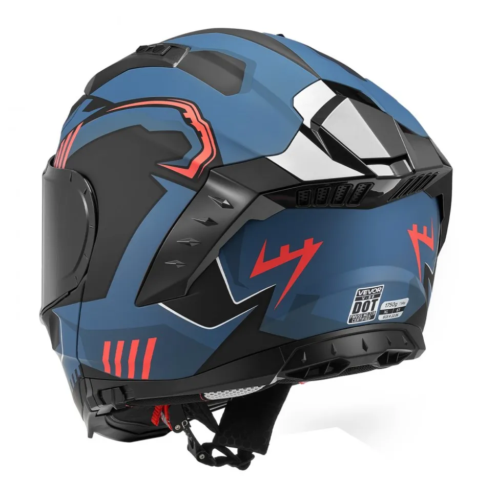 VEVOR Modular Motorcycle Helmet, Flip up Full Face Helmet with Dual Visor, Lightweight Comfortable Adult Motocross Street Bike Helmet for Men and Women - DOT & ECE Approved (M Size)