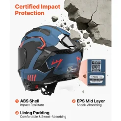 VEVOR Modular Motorcycle Helmet, Flip up Full Face Helmet with Dual Visor, Lightweight Comfortable Adult Motocross Street Bike Helmet for Men and Women - DOT & ECE Approved (M Size)