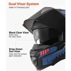 VEVOR Modular Motorcycle Helmet, Flip up Full Face Helmet with Dual Visor, Lightweight Comfortable Adult Motocross Street Bike Helmet for Men and Women - DOT & ECE Approved (M Size)