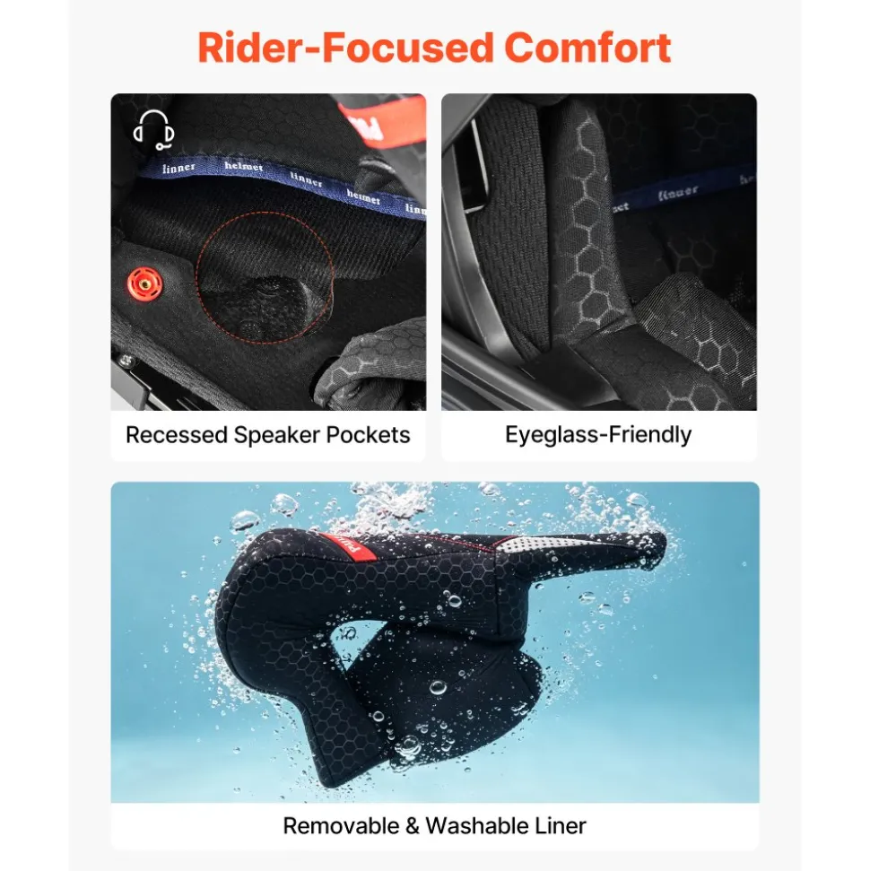 VEVOR Modular Motorcycle Helmet, Flip up Full Face Helmet with Dual Visor, Lightweight Comfortable Adult Motocross Street Bike Helmet for Men and Women - DOT & ECE Approved (M Size)