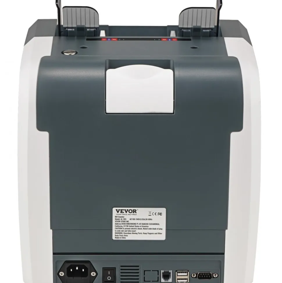 VEVOR Money Counter Machine, Bill Counter with Mixed Denomination, 2CIS, SN, UV, IR, MG, DD Counterfeit Detection, Multi Currency, Value Counting Cash Counter and Sorter, Printer Enabled
