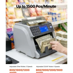 VEVOR Money Counter Machine, Mixed Denomination Bill Cash Counter with CIS/UV/MG/IR/DD/DBL/HLF/CHN Counterfeit Detection, Multi-Currency Support,  Money Counting Machine with External Display