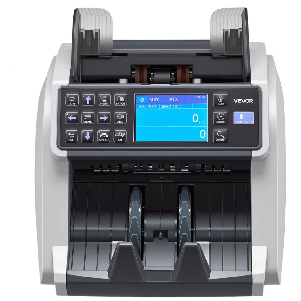 VEVOR Money Counter Machine, Mixed Denomination Bill Cash Counter with CIS/UV/MG/IR/DD/DBL/HLF/CHN Counterfeit Detection, Multi-Currency Support, Money Counting Machine with External Display