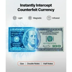 VEVOR Money Counter Machine, 1200 Notes/Minute, Cash Counter with Value Count, UV/MG/IR/DD/DBL/HLF/CHN Counterfeit Detection, TFT Display, Money Counting Machine Mixed Denomination for Dollar and Euro